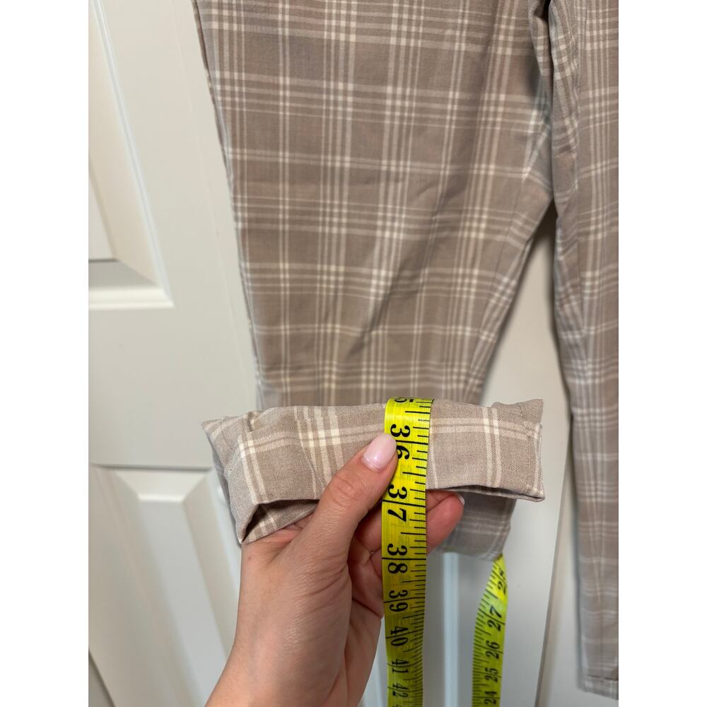H&M Skinny Fit Plaid Pants US 30 Brown White - Picture 4 of 10